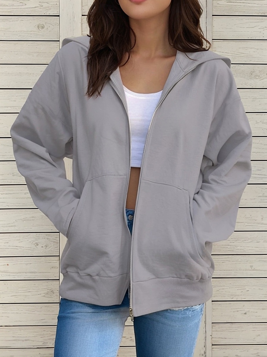 Per donna Felpe con cappuccio Semplice Attivo Etnico Casual Manica Lunga Con Cappuccio Top Regolari Casuale Ferie Con zip Cerniera Coulisse Nero Bianco Rosa Blu Verde Primavera Autunno del 2025 a $27.99 –P6