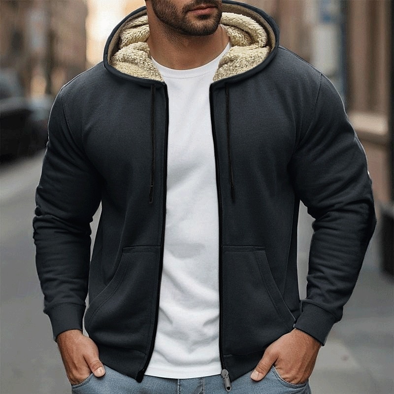 Per uomo Felpa con cappuccio Felpa con cappuccio a zip intera Felpa con cappuccio in pile Nero Grigio chiaro Grigio scuro Con Cappuccio Semplice Con zip Tasca Frontale Sport & Outdoor Casuale del 2025 a $30.99 –P2