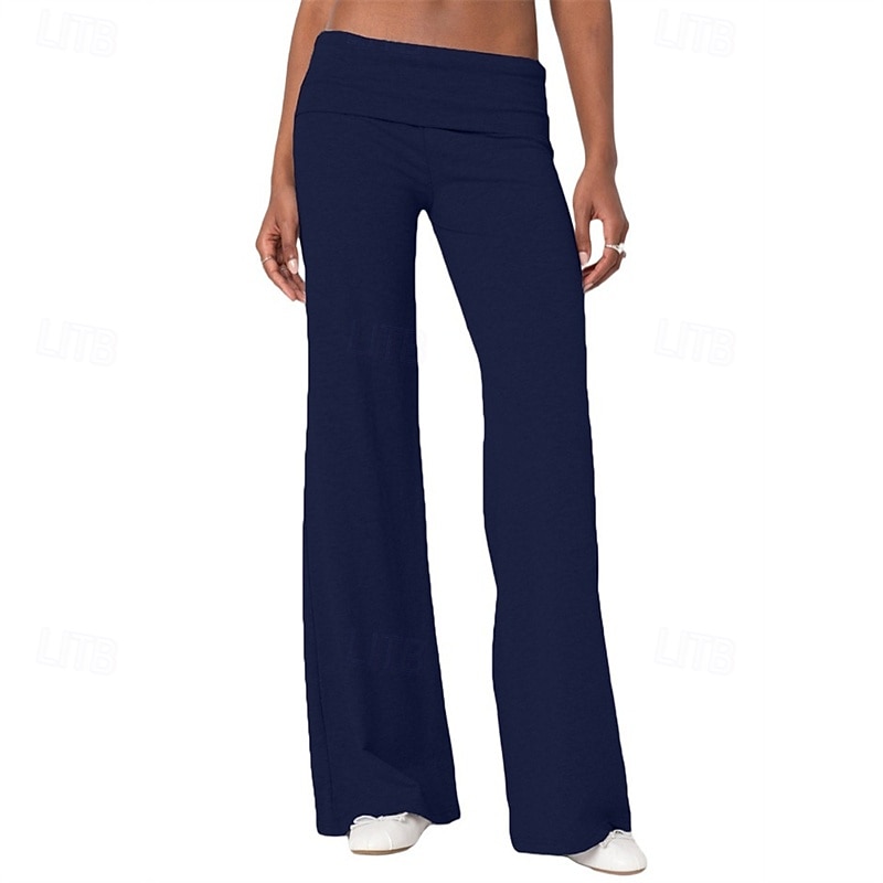 Pentru femei Picior Larg Pantaloni Pantaloni Palazzo Modă Șic Stradă Lungime totală Natural Simplu Talie elastică Respirabilitate Comfortabil Stradă Purtare Zilnică Ieșire Roșu Vin Negru 1 # Negru 2025 - $18.99 –P9