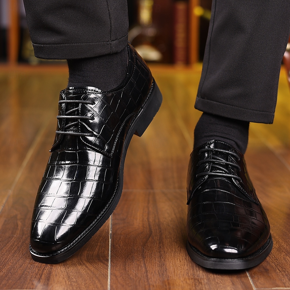 scarpe oxford da uomo in similpelle con stampa coccodrillo verde – stile stringato lucido per gentiluomini eleganti, cocktail party e incontri di lusso del 2025 a $34.99 –P8