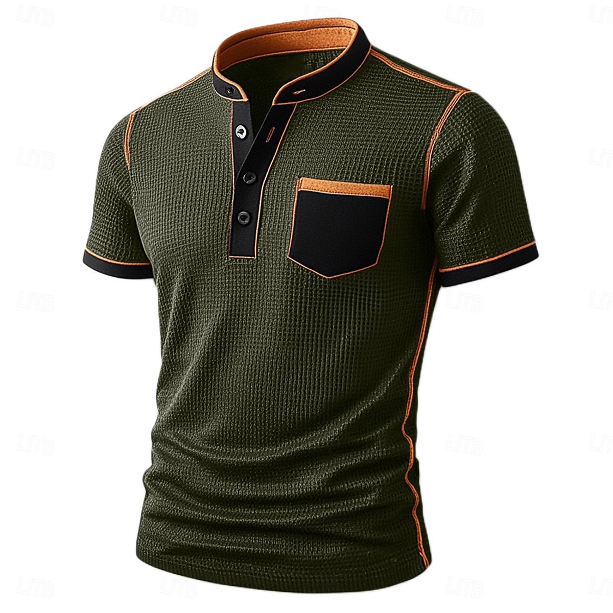 Męskie Koszula Henley z waflami Koszulki Krótki rękaw Jednokolorowe Równina Moda Designerskie Wygodny Kolorowy blok Guziki Henley Na zewnątrz Codzienny Lato Na każdy sezon Czarny Granatowy Brązowy 2025 - $21.99 –P1