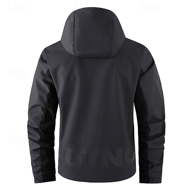 Herren Outdoorjacke Freizeitjacke Urlaub Täglich Winddicht Warm Tasche Herbst Winter Farbblock Buchstabe Mode Klassisch Mit Kapuze Regulär Weiß Dunkelgray Jacken 2025 - $58.99 –P12