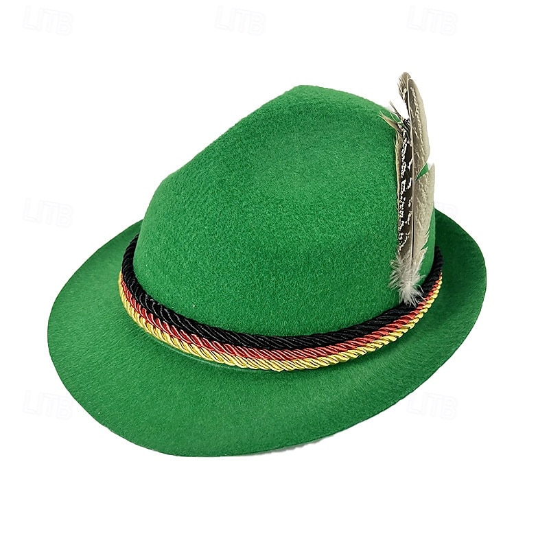 Herr Fedorahatt Oktoberfesthatt Brun Grön Modal Fjäder Mode Ledigt Gata Dagligen Färgblock Solskyddskräm Andningsfunktion 2025 - $12.99 –P1