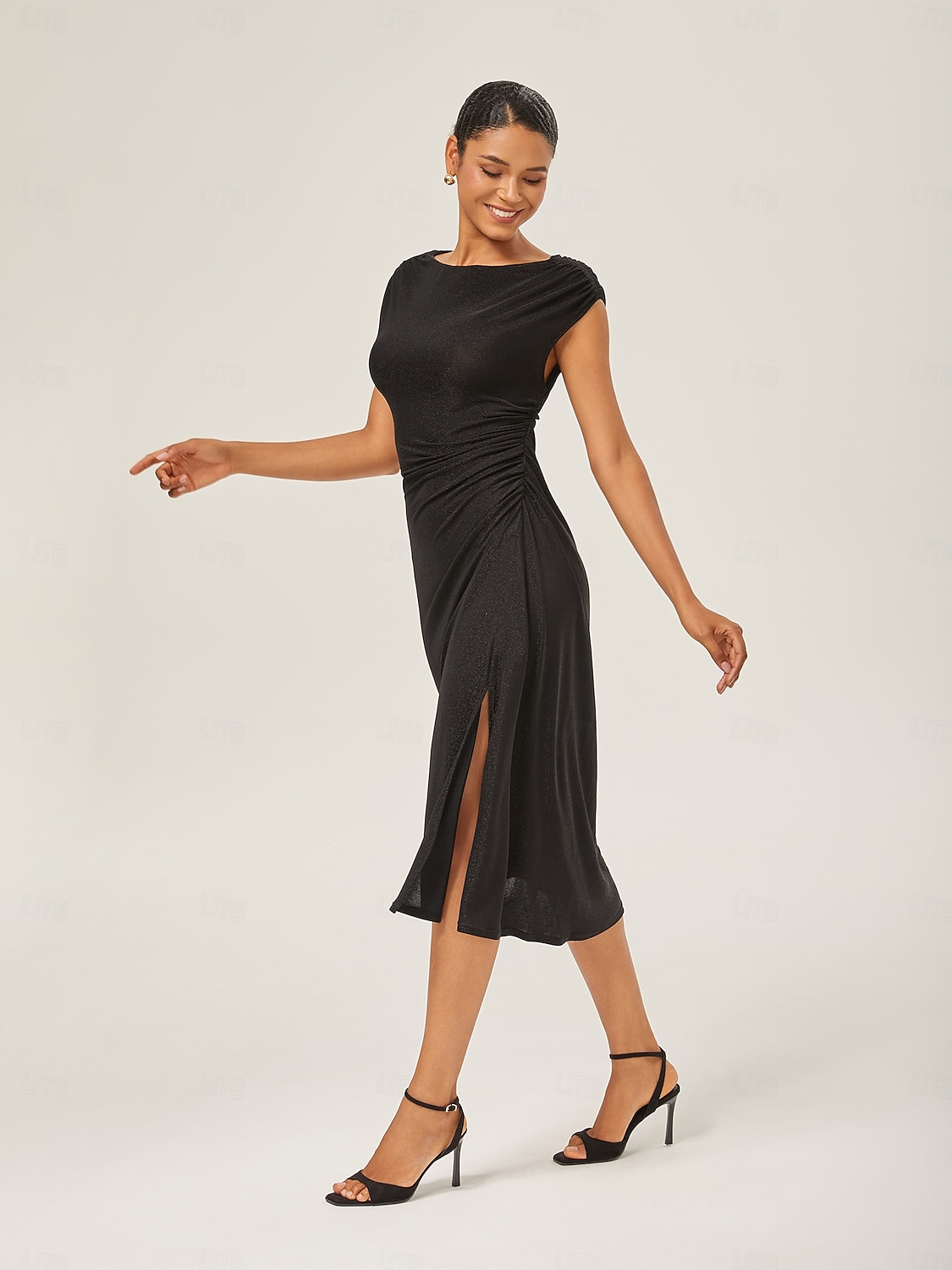 Weiblich Freizeitkleid Schwarz Kappenärmel Einfach Sommer Herbst Ganzjahresmode U-Boot-Ausschnitt Elegant Modern XS S M 2025 - $86.99 –P4