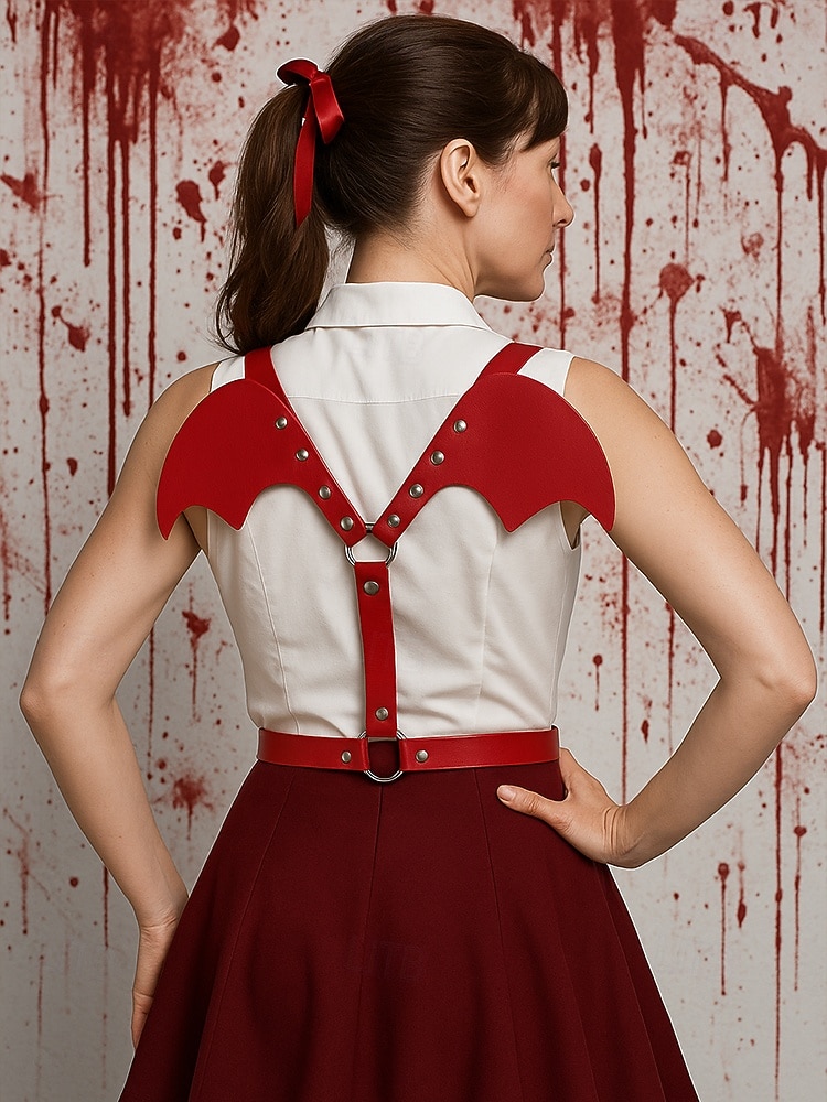 2025年 女性用ハロウィンフェイクレザーバットウィングハーネス - パーティーやコスプレ用の調節可能なゴシックコスチュームアクセサリー  コレクション – $14.99 –P4
