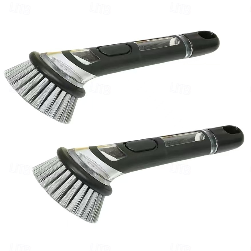 2pcs Dishwashing Brush with Soap Dispenser, Ergonomic Long Handle Green Scrub Brush, Replaceable Head, Multi-Color, for Pots, Pans, Sink Cleaning, Essential Kitchen Tool 2025 - $15.49 –P12