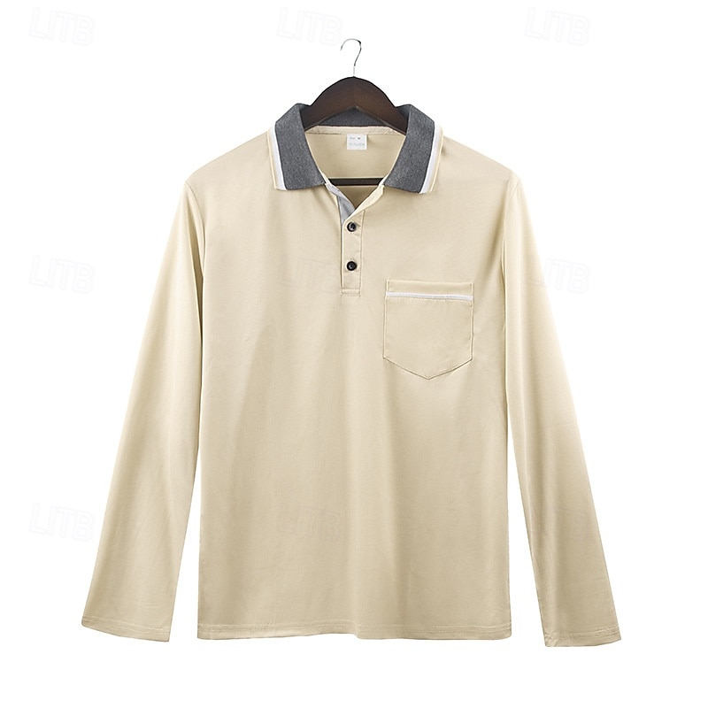 Herren Golfshirt Golf Poloshirts Arbeit Lässig Revers Kurzarm Basic Modern Farbblock Knöpfe Frühling Herbst Normale Passform Aprikose Schwarz Weiß Gelb Rote Marineblau Golfshirt 2025 - $18.99 –P5