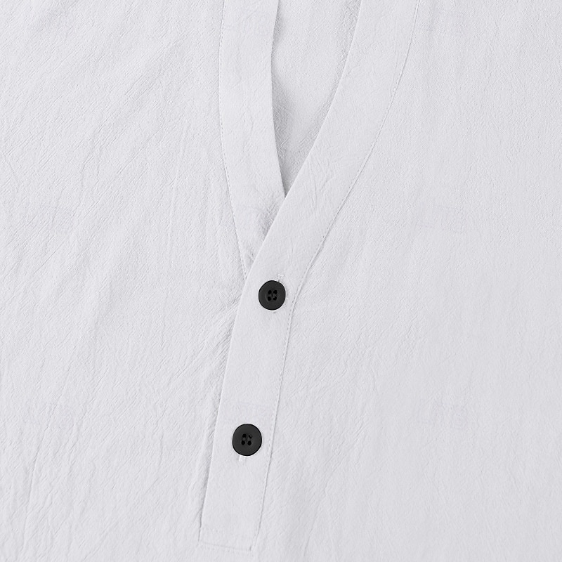 Per uomo Camicia Camicia di lino Camicia popover Camicia casual Camicia di cotone Semplice Vacanza Streetwear Nero Bianco Cachi Azzurro Manica Corta Colletto alla coreana Estate Abbigliamento del 2025 a $21.99 –P5