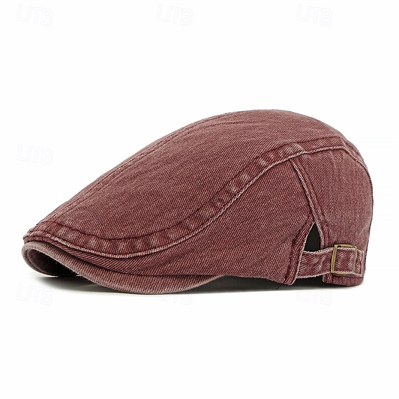 Męskie Kapelusz Ascot Kapelusz gazeciarza Czarny Wino 100% bawełna Moda Codzienny Ulica Codzienny Równina Regulowany Filtr przeciwsłoneczny Oddychający 2025 - $9.99 –P9