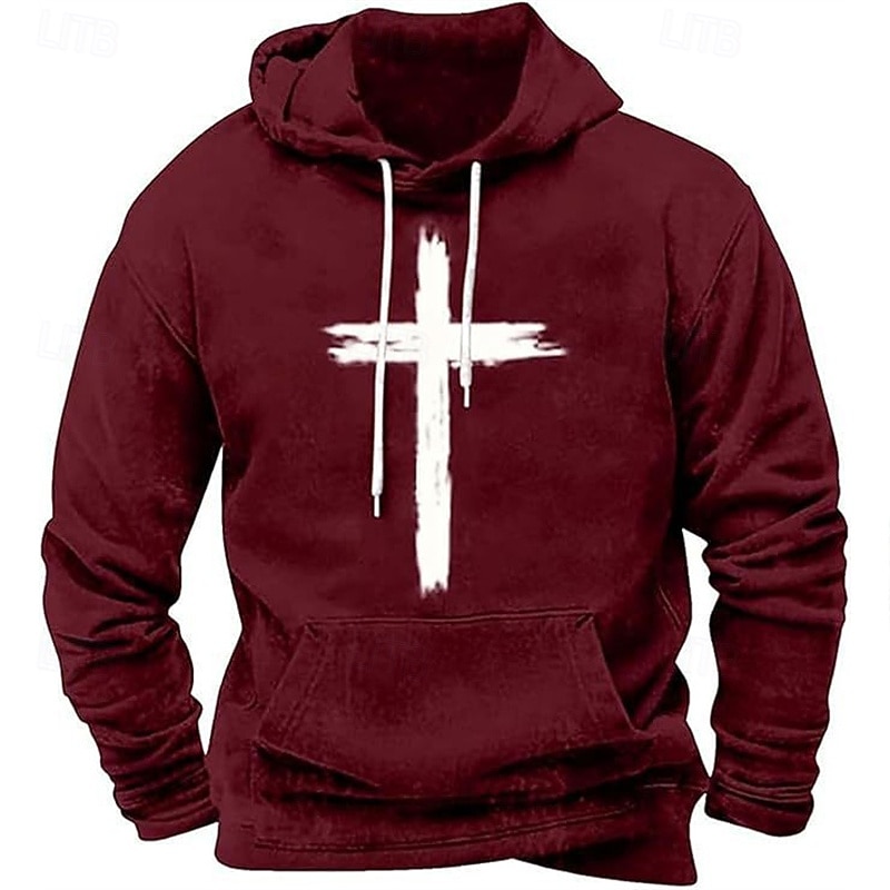 Herren Kapuzensweatshirt Schwarz Weiß Rote Blau Braun Mit Kapuze Kreuz Tasche Druck Sport & Outdoor Täglich Ferien Polyester Streetwear Basic Lässig Frühling Herbst Bekleidung Kapuzenpullover 2025 - $13.99 –P6