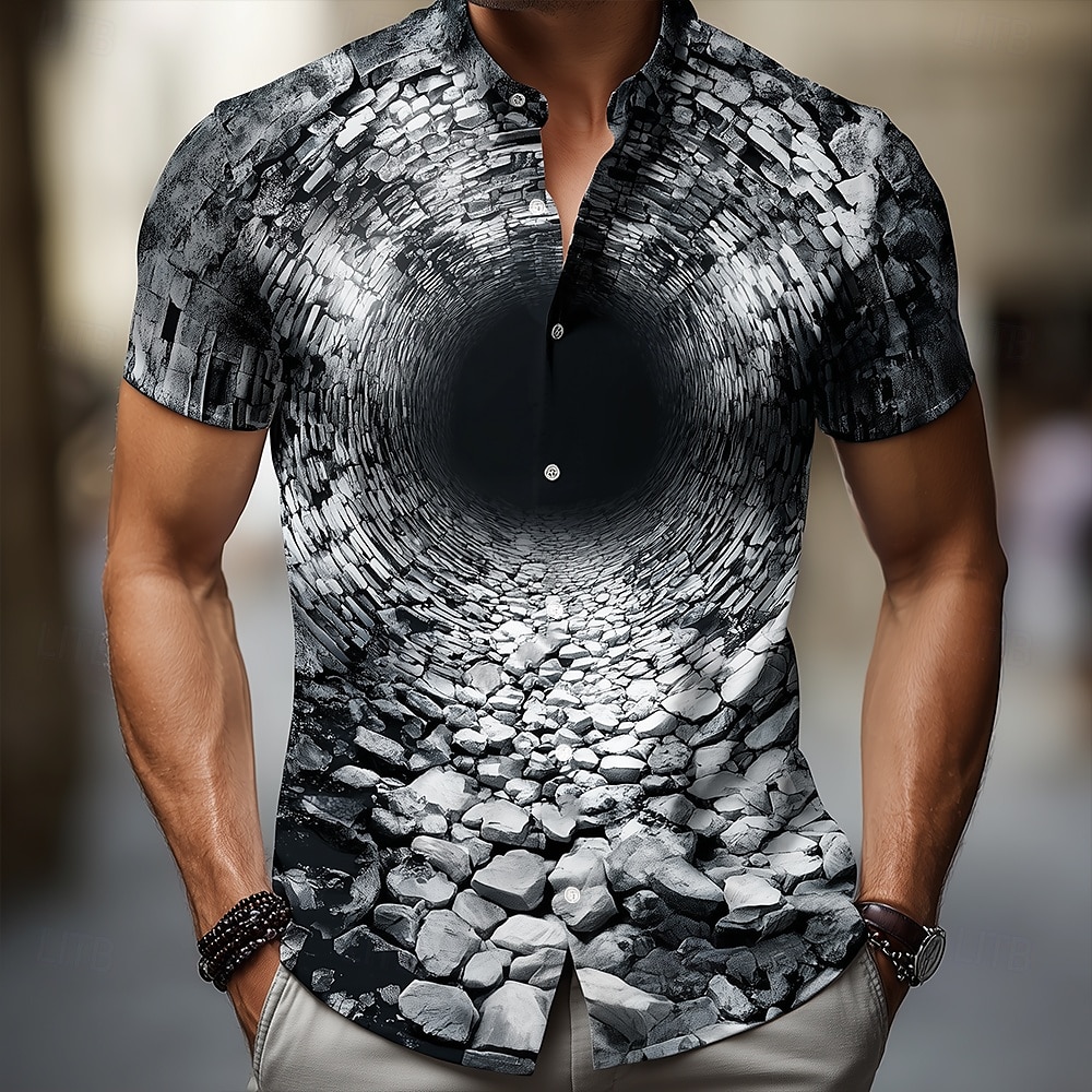 Voor heren 3D Print Rots Tunnel Overhemd Zomer overhemd Overhemd met knopen Korte mouw Mode-casual Buiten Dagelijks Streetwear Zomer Lente Strijkijzer 3D-afdrukken shirts met kraag Zwart 1 Zwart 2025 - $23.99 –P2