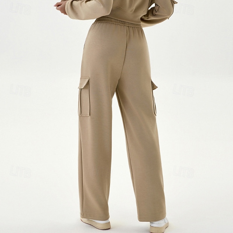 Mujer Pantalones casuales Pantalones deportivos cargo Con bolsillos Control de barriga Alta cintura Gimnasio Rutina de ejercicio De Deporte Prendas de abajo Color sólido Negro Verde Caqui Otoño 2026 - $40.99 –P6