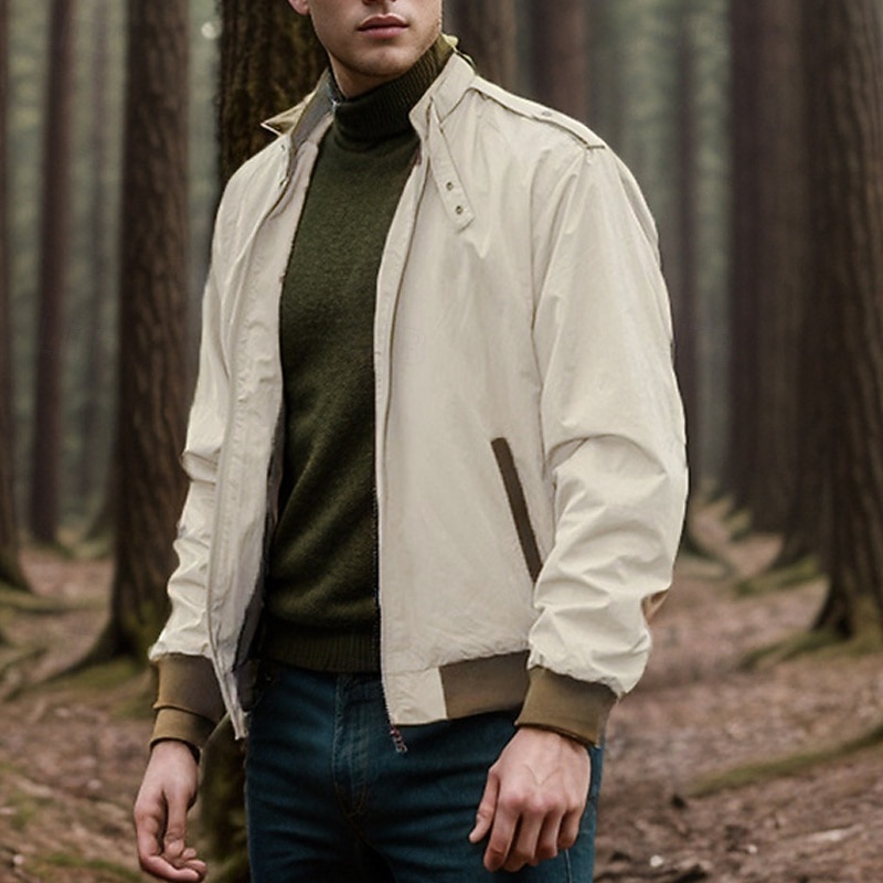 Homens jaqueta leve Jaqueta Carga Jaqueta casual Férias Diário Bolsos Primavera Outono Bloco de cor Moda Clássico Colarinho Chinês Padrão Preto Azul Marinha cáqui Casaco de 2025 por $39.99 –P1