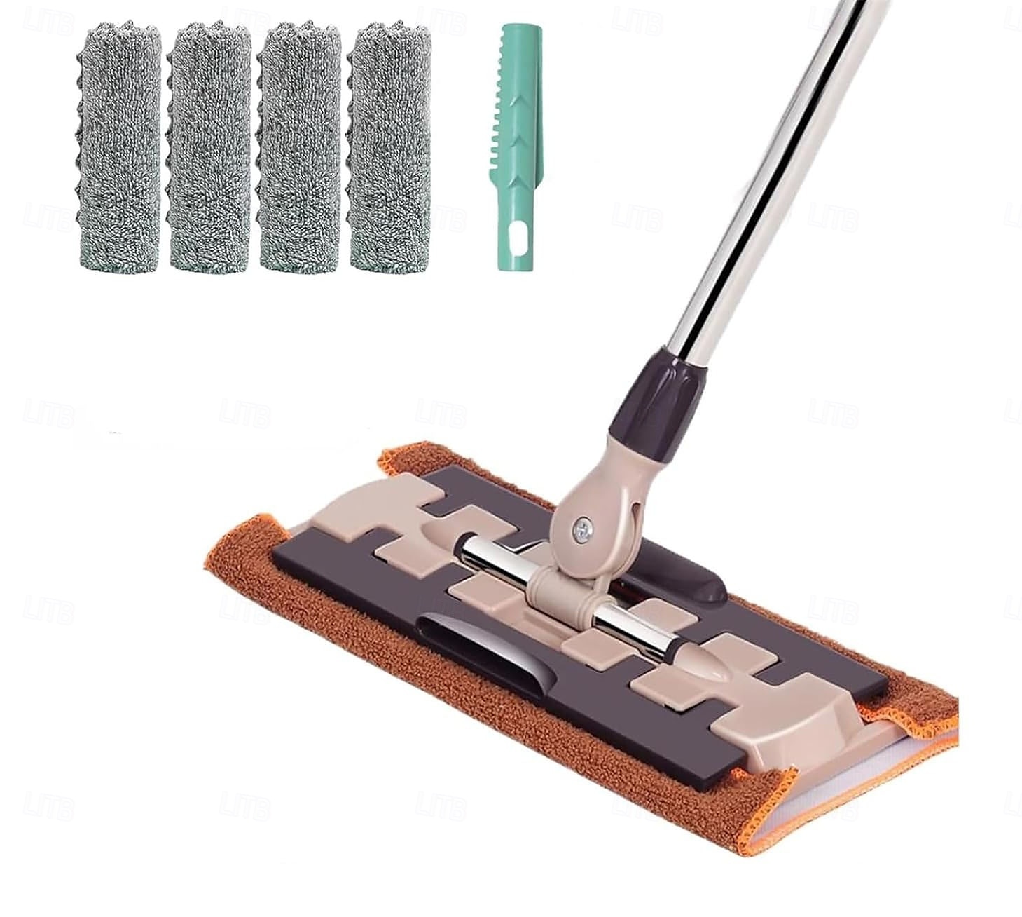 Queens Finders, mocio in microfibra girevole a 360 gradi, mocio piatto regolabile con manico in acciaio inossidabile e 4 panni lavabili riutilizzabili per la pulizia della casa del 2025 a $23.99 –P2