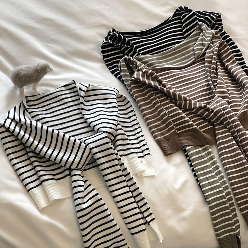 Dame Skjerf for kvinner Gate Daglig Stevnemøte Svart Hvit Brun Skjerf Stripe 2025 - $19.49 –P1
