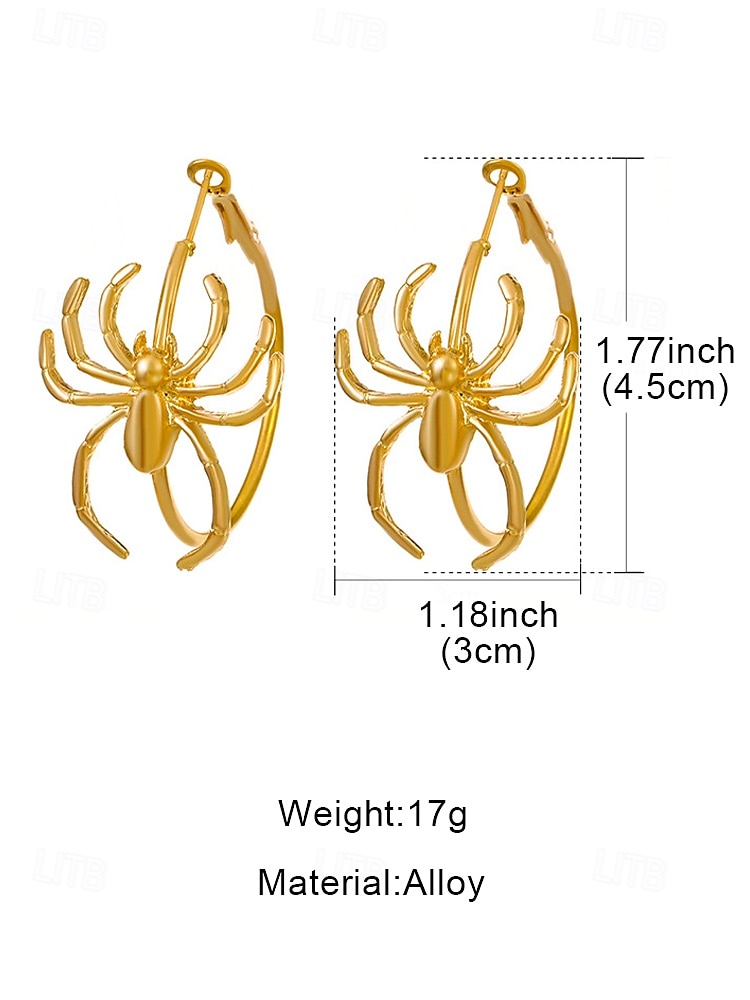 Women's Halloween Spider Hoop Earrings – Alloy Statement Dangle Jewelry, Gothic Punk Style, Lightweight Party Accessory for Costume, Cosplay and Spooky Night Out 2025 - $7.99 –P8
