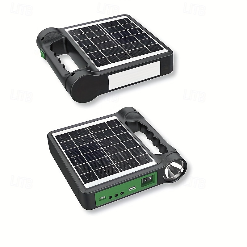 Kit de sistema generador solar portátil de 6000 mAh con batería de litio, luces LED, cargador USB, panel de carga solar para acampar al aire libre. &uso doméstico 2025 - $111.99 –P7