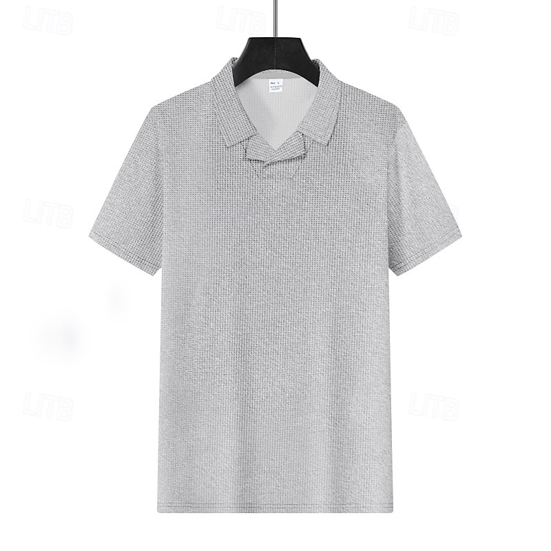 Men's Golf Shirt Golf Polos Shirts Work Casual Lapel Short Sleeve Basic Modern Plain Jacquard Summer Regular Fit Black White Red Royal Blue Khaki Light Grey Golf Shirt 2025 - $16.49 –P4