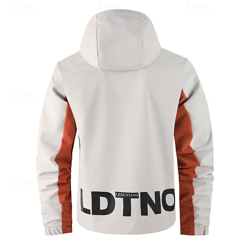 Herren Outdoorjacke Freizeitjacke Urlaub Täglich Winddicht Warm Tasche Herbst Winter Farbblock Buchstabe Mode Klassisch Mit Kapuze Regulär Weiß Dunkelgray Jacken 2025 - $58.99 –P4