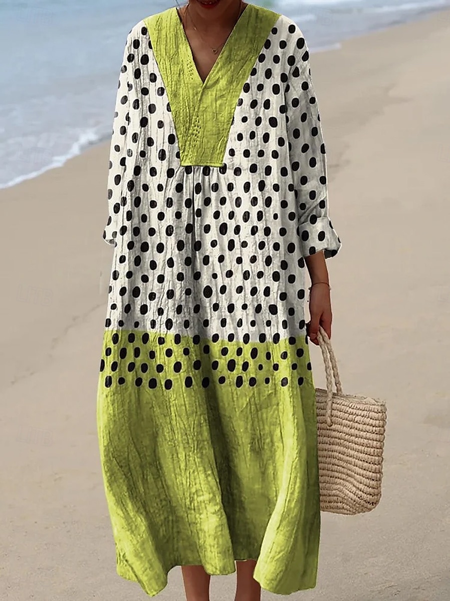 Femmes Robe maxi Robe d'Été Robe trapèze Vacances Occasionnel Boho Sortir Plage Graphique Géométrique Abstrait manche longue Col en V Rouge Bleu Vert Été Printemps Automne de 2025 ? $35.99 –P3