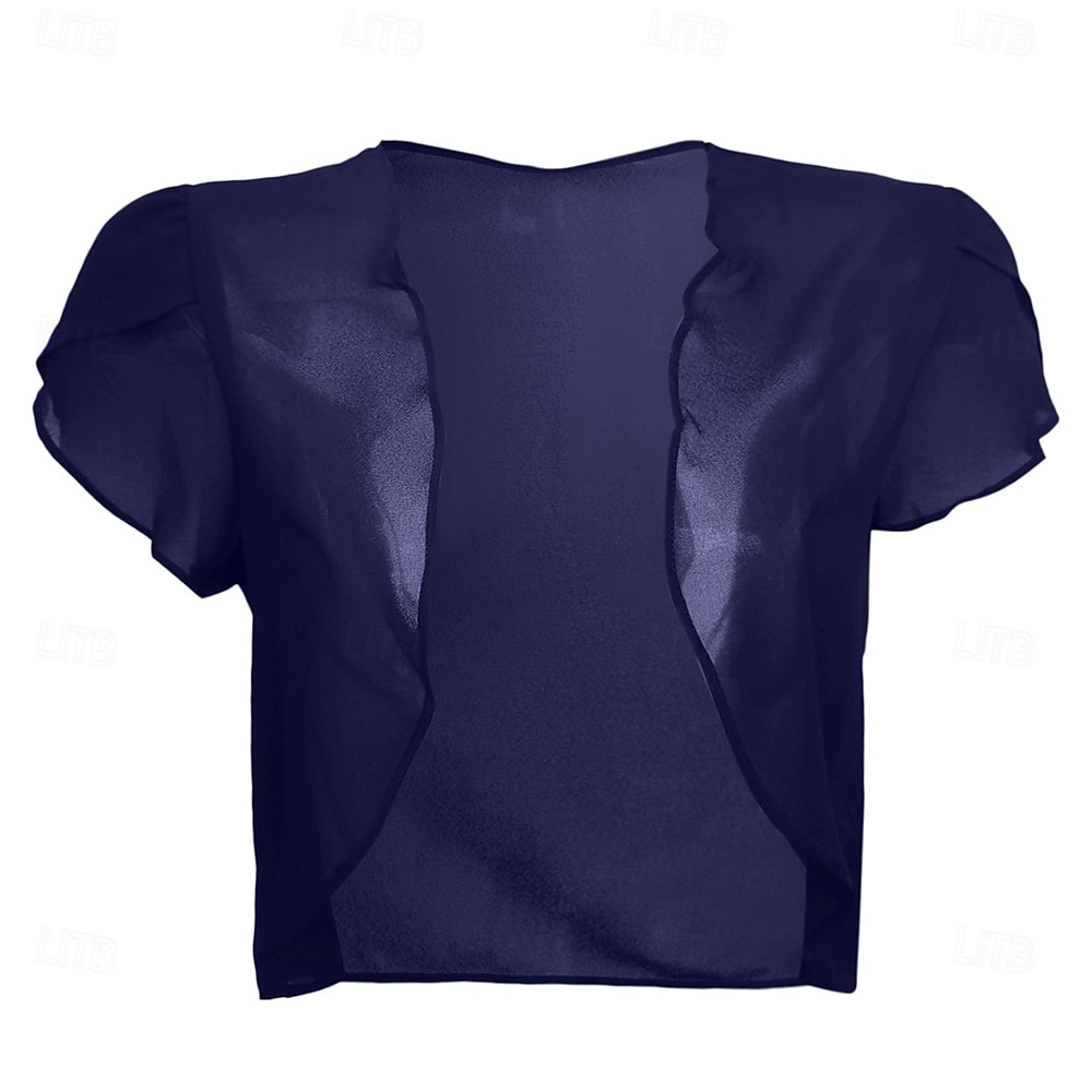 Kvinnenes Innpakningskjole Elegant Solbeskyttelse Kortermet Chiffon Bryllup Innpakninger med Ren Farge Bryllup Sommer 2025 - $21.99 –P12