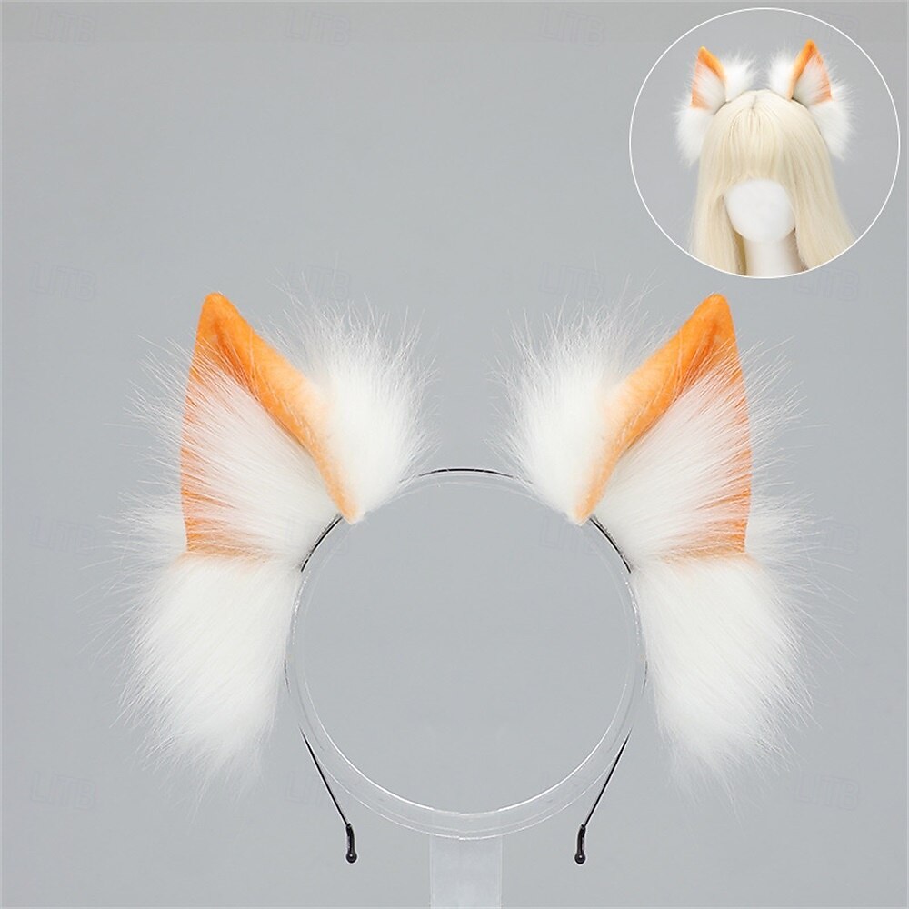 Fascia con orecchie da lupo realistiche – orecchie da volpe e lupo lolita fatte a mano per cosplay, stile kc, feste, convention e accessori per giochi di ruolo del 2025 a $30.99 –P6