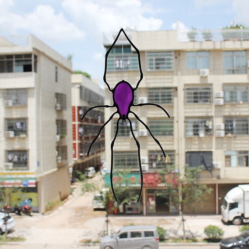 stora spindelfönsterhängande ornament, imitation av målat glas spindelpaneler solfångare, gotiska hängande akryl spindel halloween dekorationer för inomhus utomhus 2025 - $21.99 –P10