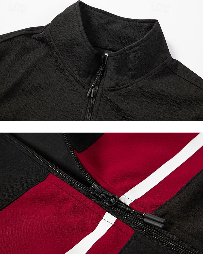 Per uomo Giacca Leggera Giacca Casual Set Vacanza Quotidiano Tasca 2 Pezzi Primavera Autunno Blocco di colori Moda Classico Collo alla coreana Regolare Nero Verde Cachi Giacca del 2025 a $48.99 –P8