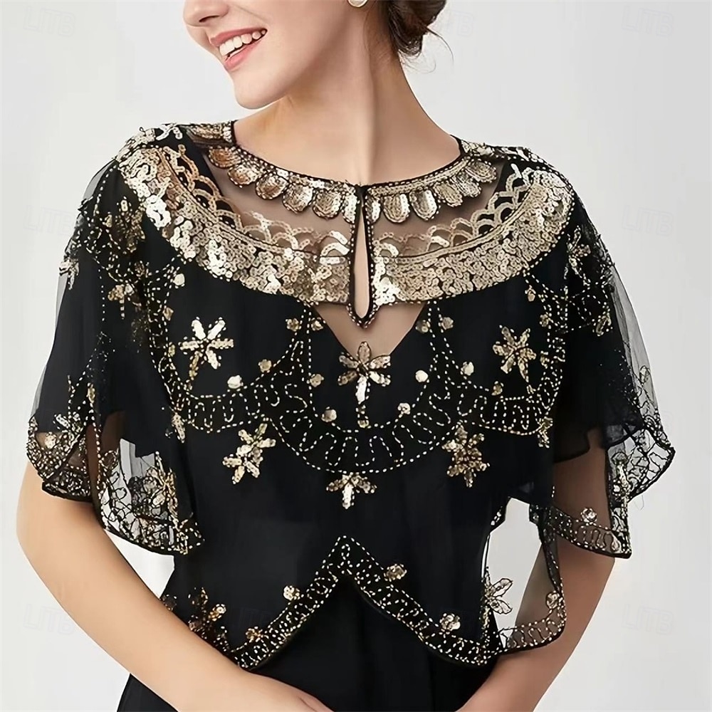 Écharpe Femme Élégant Protection solaire Manche Courte Dentelle Boléros de Mariage Avec Perlage Pour Mariage Été de 2025 ? $14.99 –P1