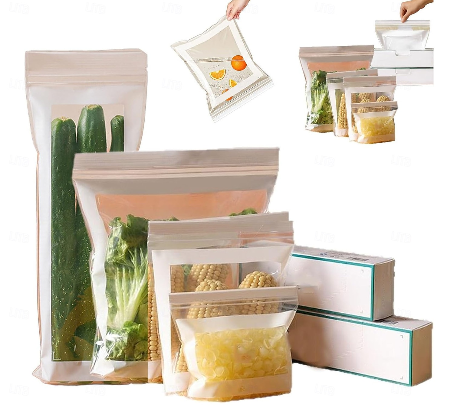 Pungi de depozitare reutilizabile din folie de aluminiu pentru păstrarea prospețimii, de calitate alimentară, pentru fructe, legume, frigider, bucătărie &depozitare în supermarketuri 2025 - $15.25 –P1