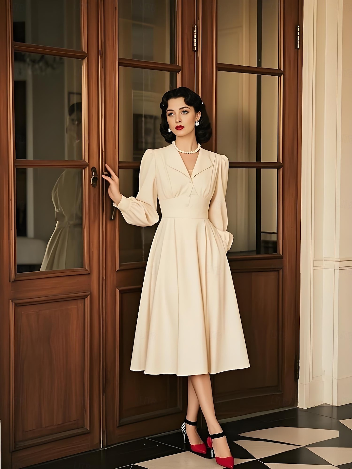 Γυναικείες ριγέ γόβες στιλέτο εμπνευσμένες από τη δεκαετία του 1950 με λουράκι στον αστράγαλο με κόκκινο τριαντάφυλλο – ρετρό γόβες με μυτερή μύτη για πάρτι, παραστάσεις και βραδινά ραντεβού 2026 - $54.99 –P1