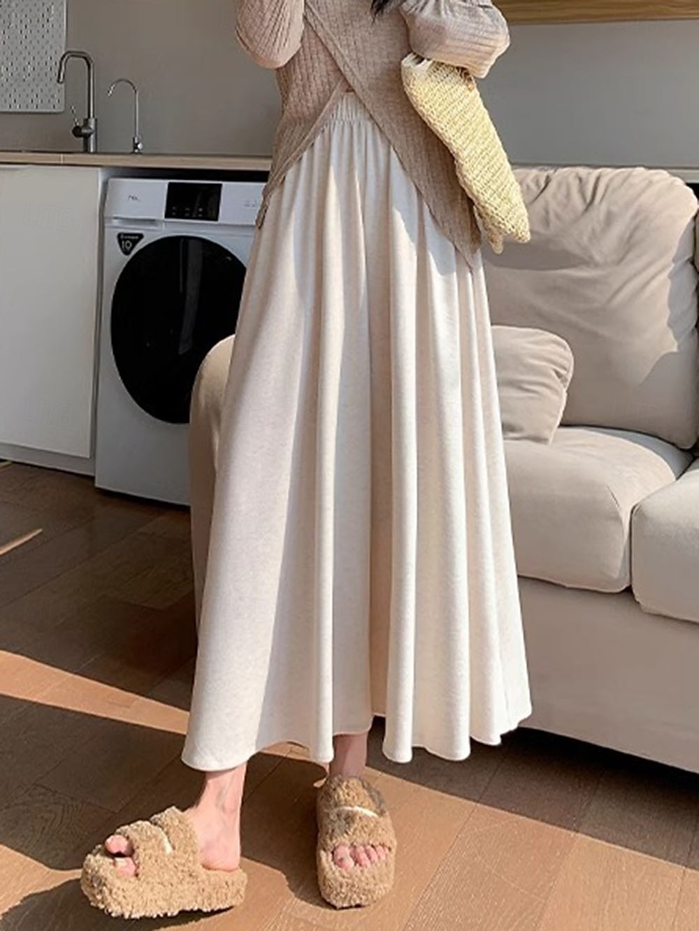 Femmes Jambe large Chinos Occasionnel Longueur mollet Naturel Uni in in france they say Pontalon wide leg Confortable Respirabilité Décontracté Quotidien Noir gris foncé Kaki Gris Clair Printemps de 2025 ? $18.99 –P14