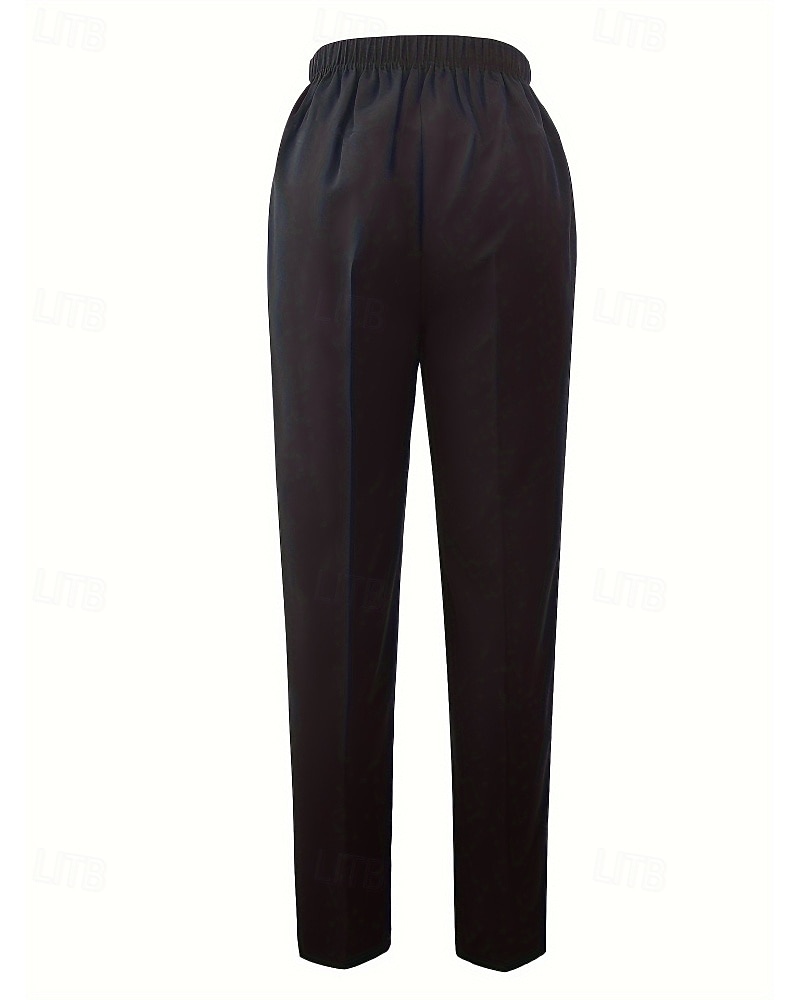 Per donna Pantaloni Eleganti Streetwear Casual Lunghezza intera Naturale Semplice Tasca Elastico in vita Comodo Formale Ufficio Affari Nero Autunno Vestibilità regolare del 2025 a $19.99 –P2