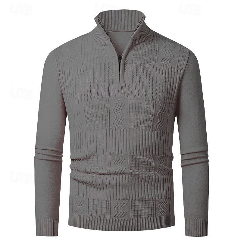 Herren Pullover Pullover mit Viertelreißverschluss Strickpullover Zopfmuster Stricken Normale Oberteile Gestrickt Einfach Viertelreißverschluss Mode Lässig Urlaub Alltagskleidung Bekleidung Herbst 2025 - $22.99 –P16