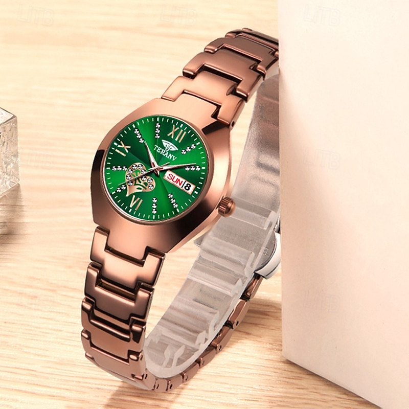 1 stuk nieuwe modieuze en trendy kalender datumweergave dames quartz horloge IPX7 waterbestendig lichtgevende legering band eenvoudig maar luxe casual leven reizen sport dames zakelijk polshorloge 2025 - $19.99 –P6