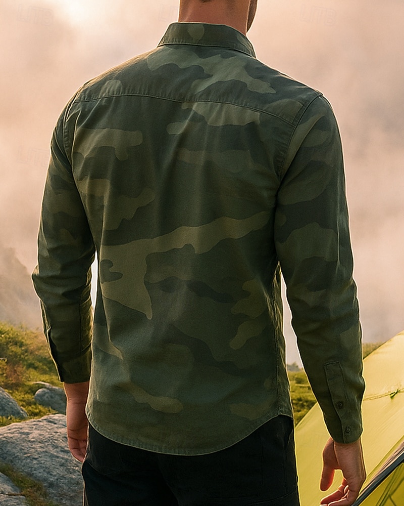 Herr cargoskjorta Camo-tröja Långärmad Nedvikt Överdelar Utomhus Andningsfunktion Vår Höst Bomull Kamouflage Grön Kaki Grå Tennis Golf Löpning 2026 - $28.99 –P2