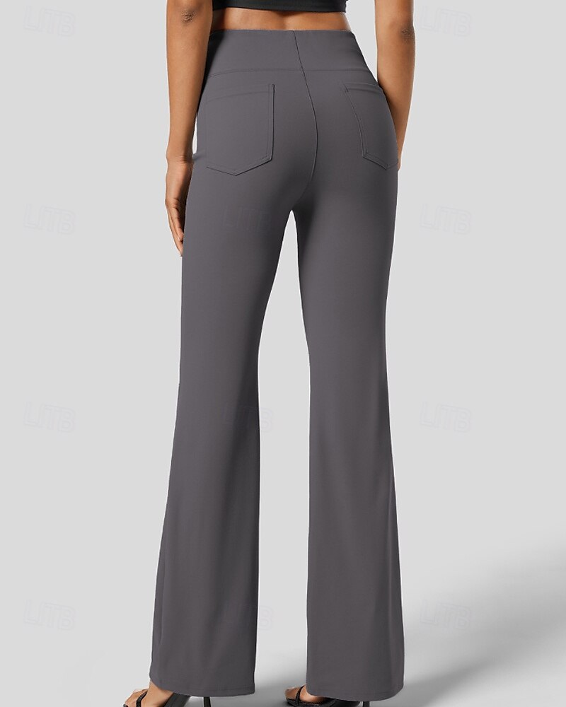 Per donna Gamba larga Pantaloni a zampa Pantaloni Eleganti Streetwear Casual Lunghezza intera Naturale Semplice Tasca Elastico in vita Comodo All'aperto Vacanza Ferie Grigio scuro Nero Verde militare del 2025 a $24.99 –P9