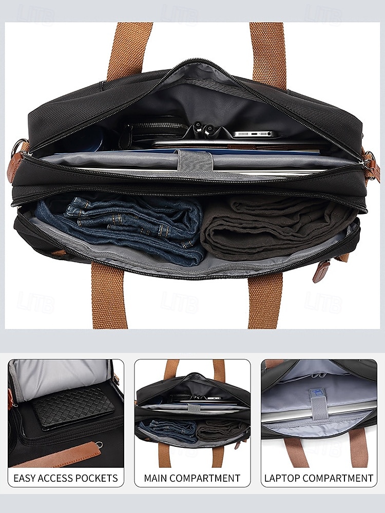 Vanntett multifunksjonell laptop-ryggsekk for menn - forretningsreiseveske i vintage-stil, skulderveske med justerbar stropp, med trillekoffert, perfekt for jobb, høyskole og korte reiser 2026 - $69.99 –P9