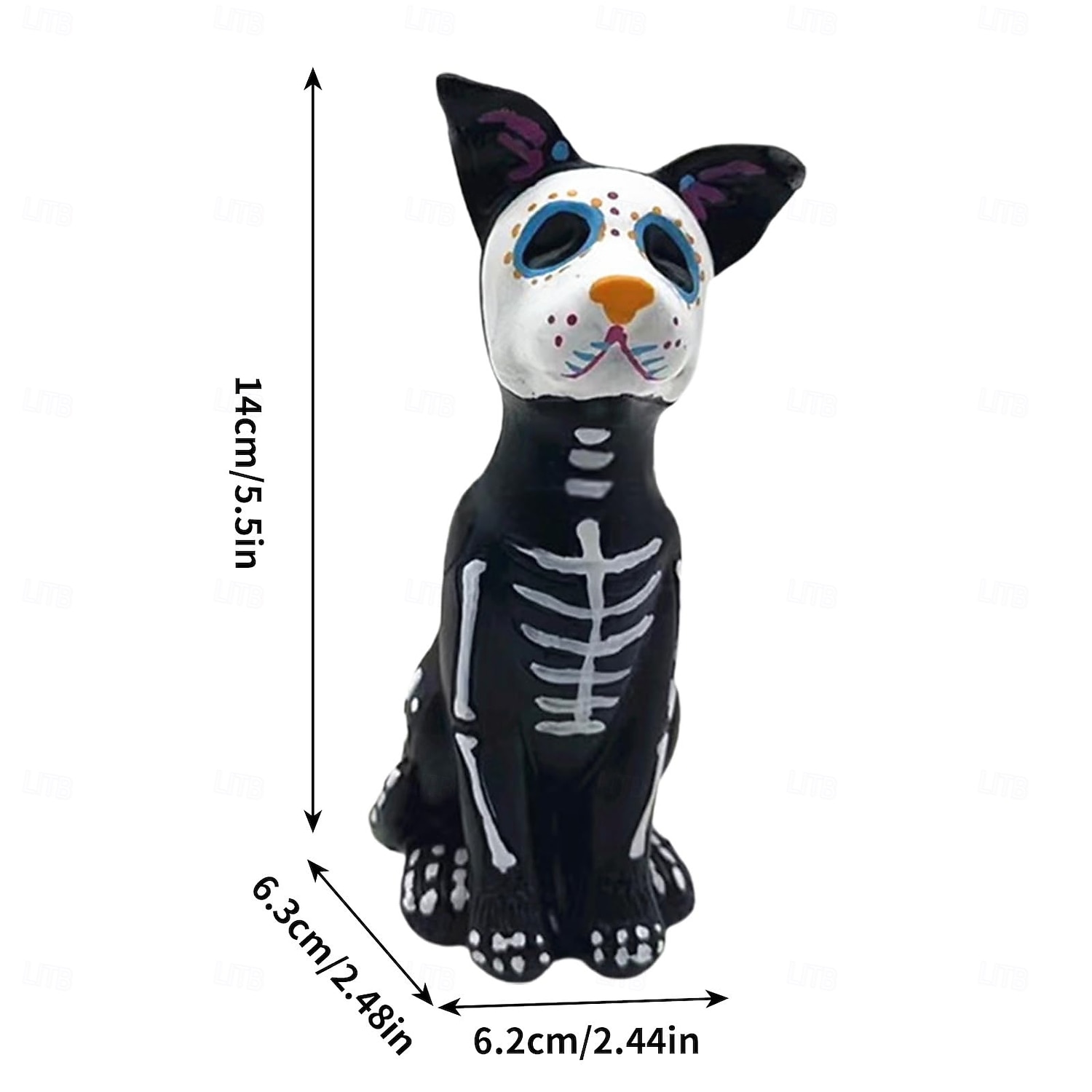Socha psa na Den mrtvých, halloweenské cukrové lebky, socha zvířat z pryskyřice, ozdoba 2025 - $12.49 –P5
