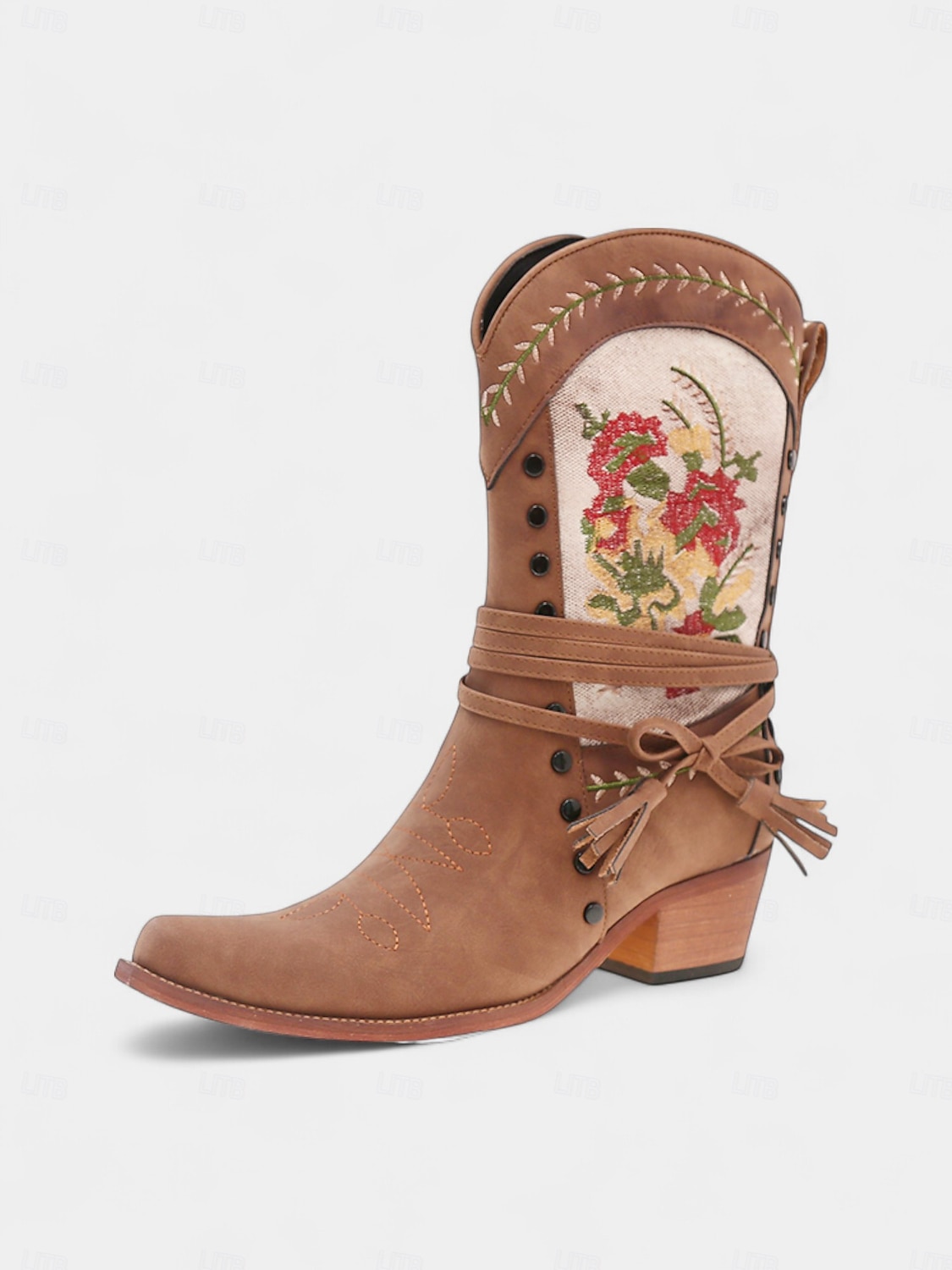 Bottes western brodées pour femmes avec franges et pompons – bottes bohème chic pour le travail à la ferme et les sorties décontractées de 2025 ? $46.99 –P1