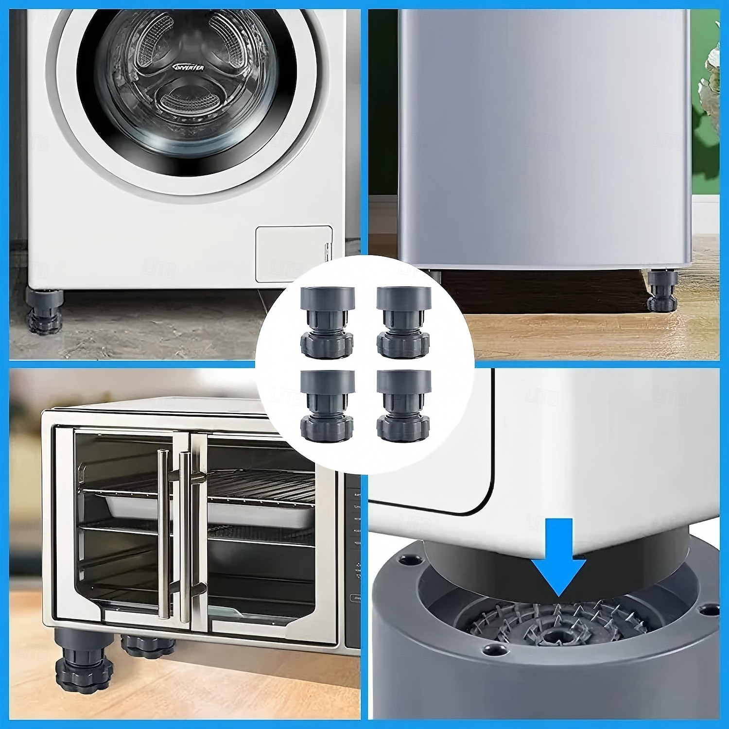 4 Pcs Height Adjustable Washing Machine Stand Anti Slip Furniture Base Riser Pads Shock Absorbing Feet for Refrigerator Washer Dryer Leveling Support Heavy Duty Stabilizer 2025 - $11.99 –P2