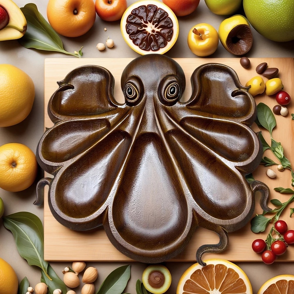Oktopus-Wurstplatte, Oktopus-Design, Serviertablett aus Holz, neuartige Fleischsorten &Käse-Brotbrett mit Obst-Ozean-Motiven, ideales Geschenk für Meeresfrüchte-Liebhaber 2025 - $32.99 –P6