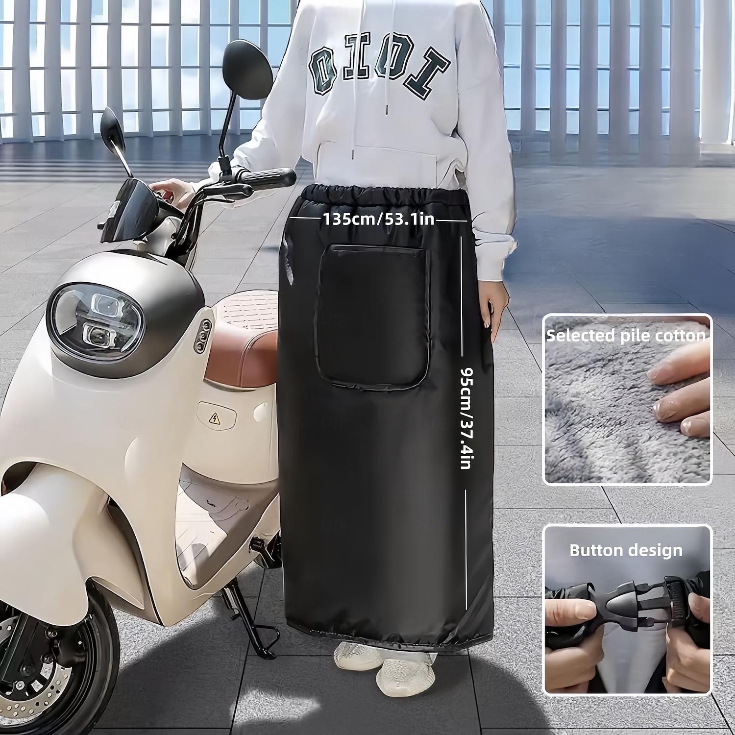 um aquecedor de joelho de inverno com saia à prova de vento e forro de lã vendido como uma única peça de 2025 por $46.99 –P8
