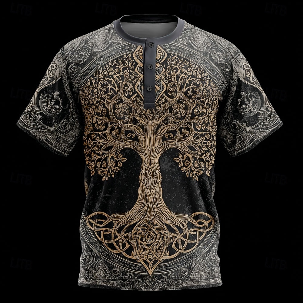 Men's Viking T Shirt Henley Shirt Short Sleeve Designer Retro Vintage Casual Daily Street Summer Spring All Seasons Blue Green Purple Khaki Henley Henley T-Shirt 2026 - $20.99 –P1