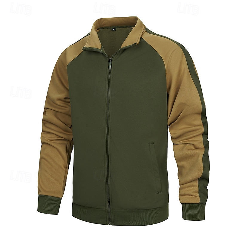 Herren Leichte Jacke Freizeitjacke Urlaub Täglich Tasche Frühling Herbst Farbblock Mode Klassisch Stehkragen Regulär Rote Armeegrün Dunkelgray Jacken 2026 - $30.99 –P11