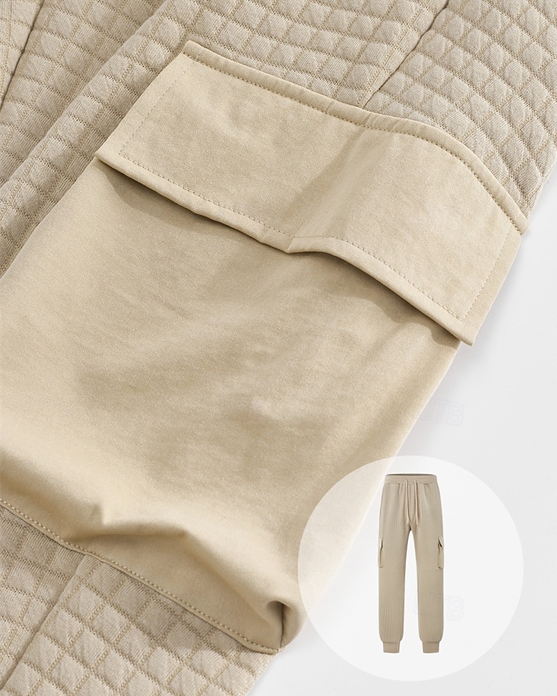 Men's Cargo Sweatpants Sweatpants Joggers Trousers Waffle Pants Drawstring Elastic Waist Multi Pocket Plain Comfort Daily Sports Outdoor Fashion Casual Wine Khaki Micro-elastic 2026 - $21.99 –P10