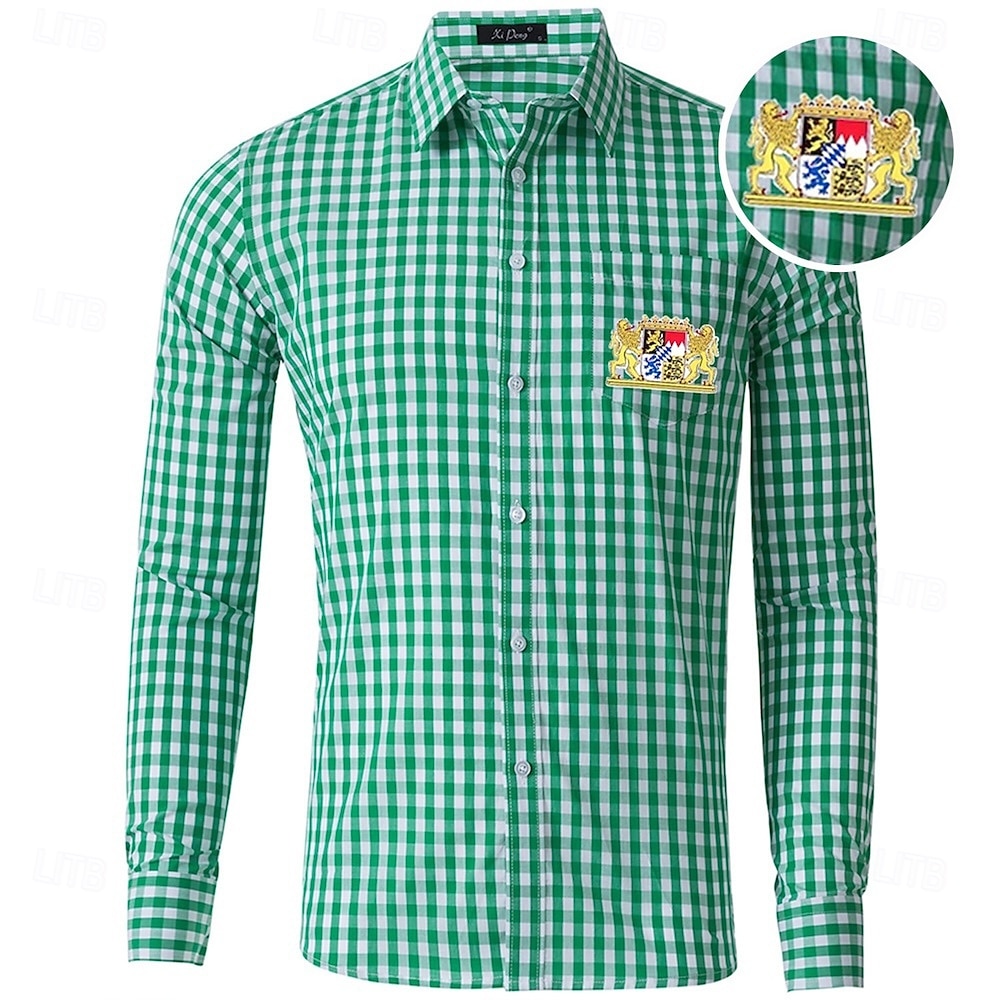 Oktoberfest Tern Mønster Lederhosen-skjorte Bayersk våpenskjold bayerske Tysk Enger Herre Karneval Ølfestivalen Tradisjonell stil klut Trøye 2026 - $32.99 –P15