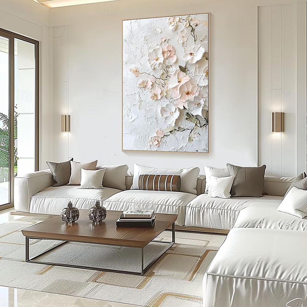 Mintura pinturas a óleo em tela com textura 3D feitas à mão, arte de parede, decoração, moderna, abstrata, imagem de flores para decoração de casa, pintura enrolada, sem moldura, não esticada de 2025 por $100.99 –P5