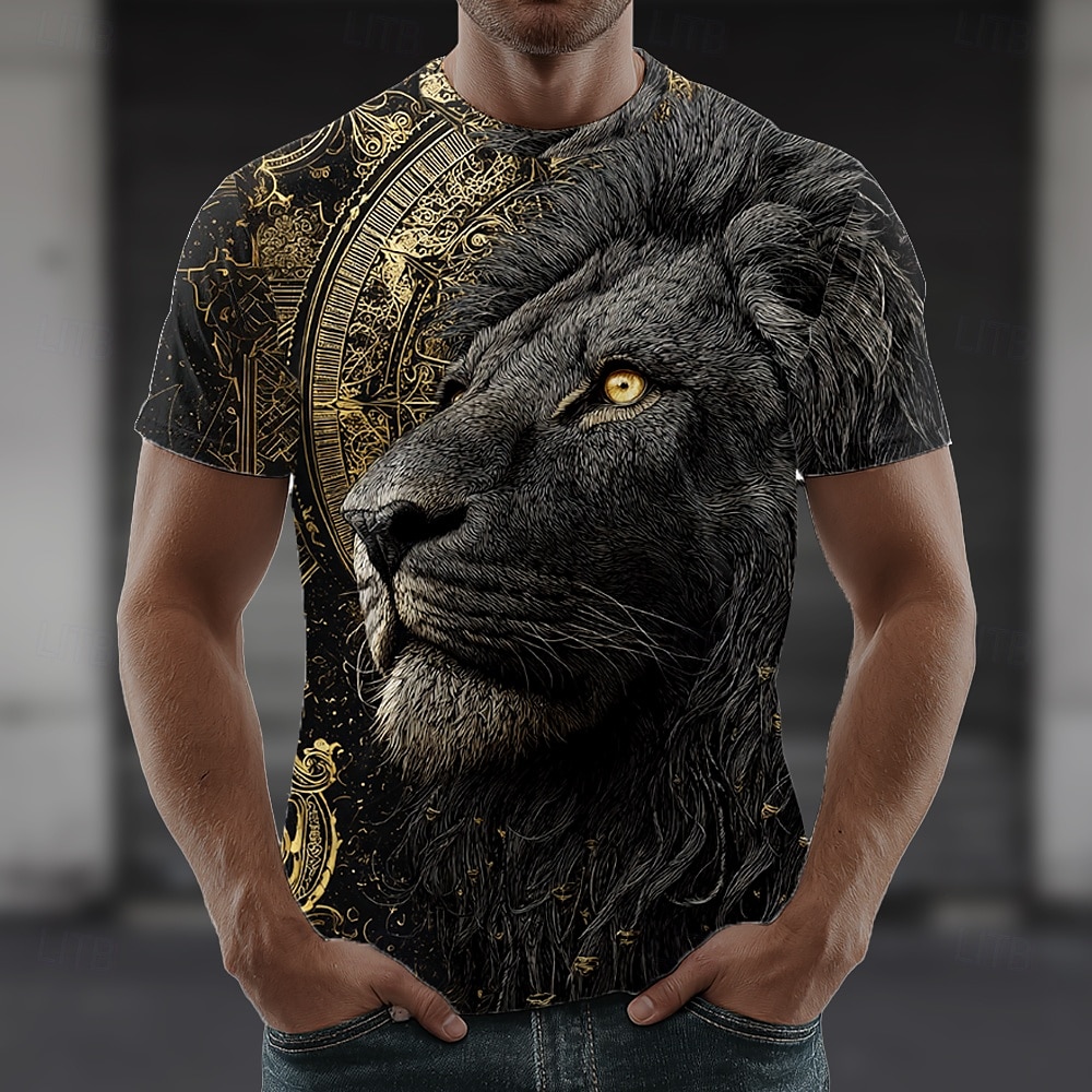 Herren Löwe 3D T Shirt Kurzarm T-Shirt 3D-Druck Rundhalsausschnitt Hemd Übertrieben Designer Party Straße Lässig Gelb Rote Purpur Sommer Frühling Ganzjahres Bekleidung S M L XL XXL XXXL 2025 - $17.99 –P1