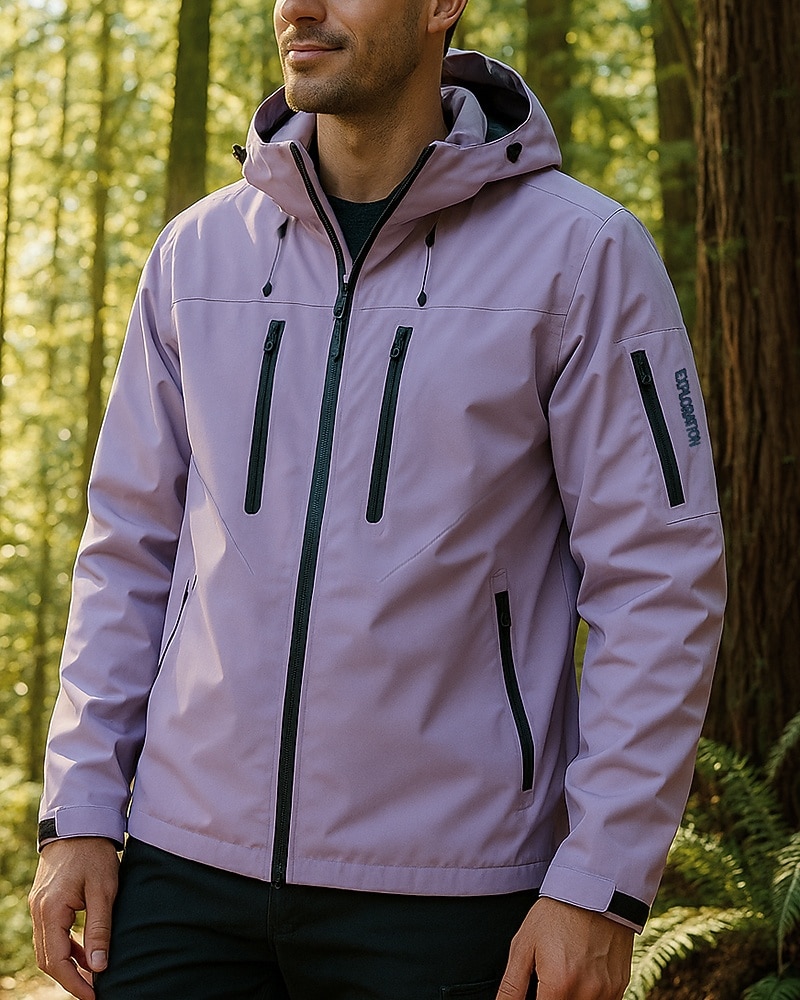 Men's Windbreaker Hiking Jacket Rain Coat Outdoor Waterproof Windproof Lightweight Hiking Outfits Hiking Clothes Spring Autumn / Fall Top Camping / Hiking / Caving Running Black White Dark Purple 2025 - $42.99 –P5